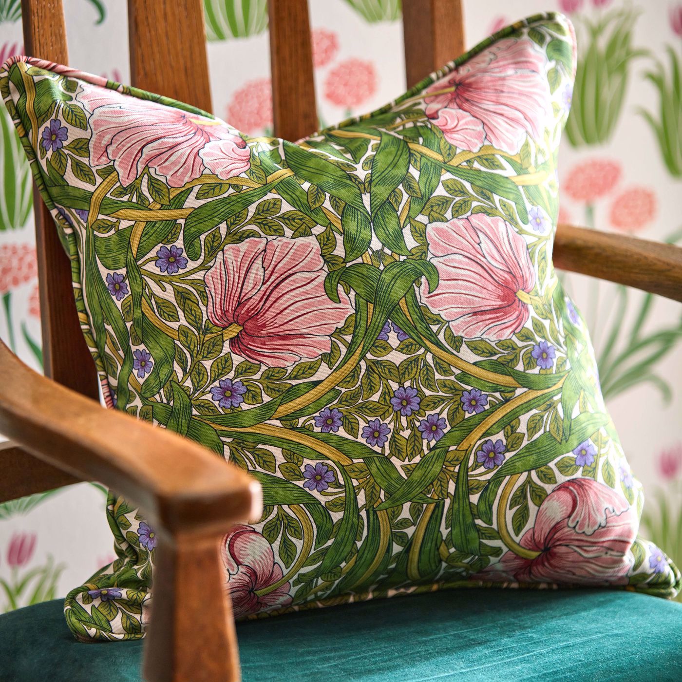 Pimpernel Fabric - Sap Green/Strawberry - 227214 - Morris & Co