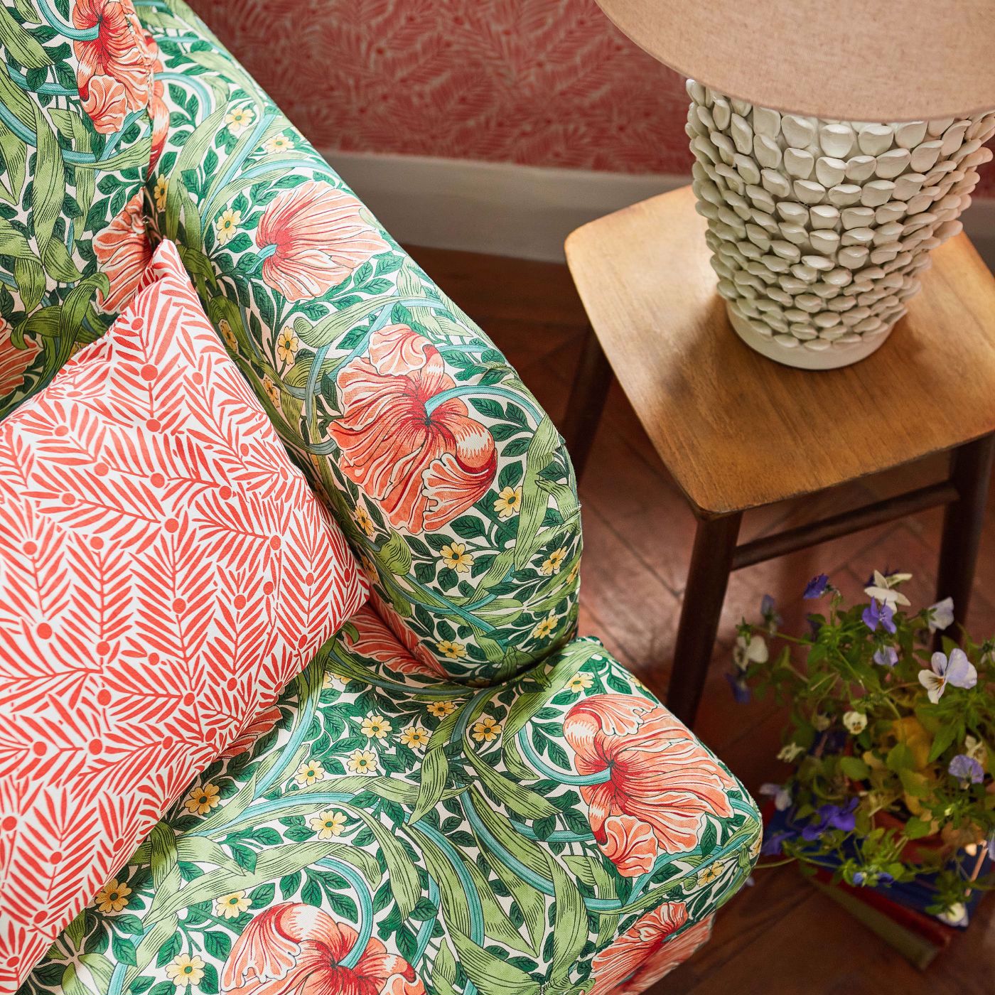 Pimpernel Fabric - Shamrock/Watermelon - 227213 - Morris & Co