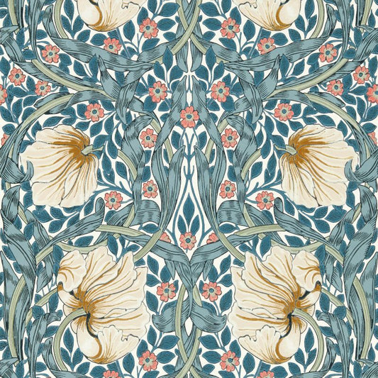 Pimpernel Wallpaper - Woad/Coral - 217363 - Morris & Co
