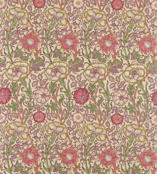 Pink & Rose Fabric - Manilla/Wine - 222529 - Morris & Co
