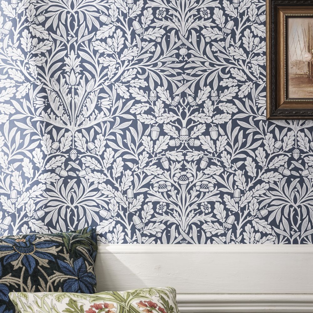 Pure Acorn Wallpaper - Indigo - 217401 - Morris Wallpaper WD