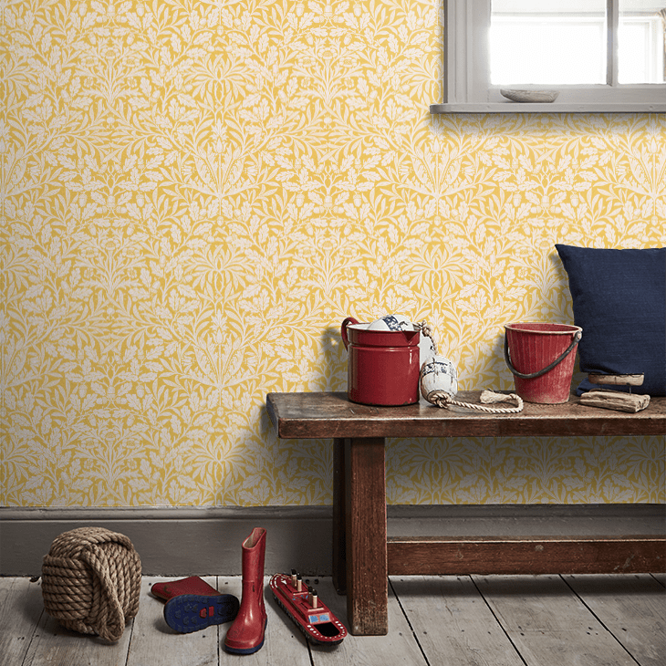 Pure Acorn Wallpaper - Lemon - 217404 - Morris Wallpaper WD