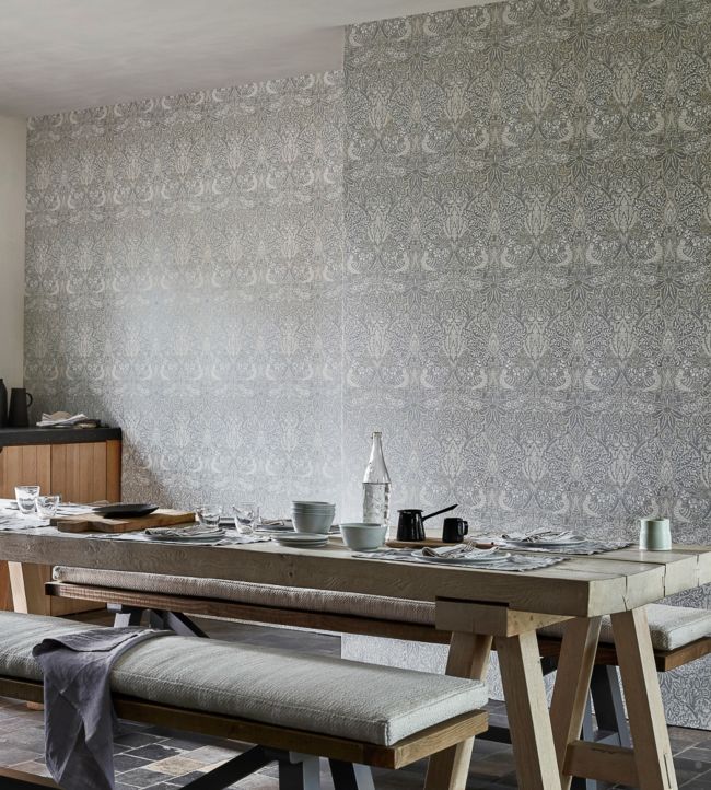 Pure Dove & Rose Wallpaper - Cloud Grey - 216520 - Morris & Co