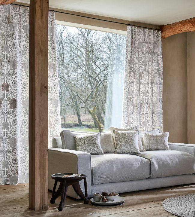 Pure Honeysuckle & Tulip Embroidery Fabric - Lightish Grey - 236650 - Morris & Co