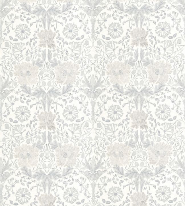 Pure Honeysuckle & Tulip Embroidery Fabric - Lightish Grey - 236650 - Morris & Co