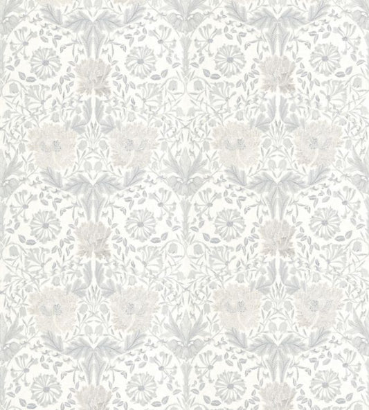 Pure Honeysuckle & Tulip Embroidery Fabric - Lightish Grey - 236650 - Morris & Co