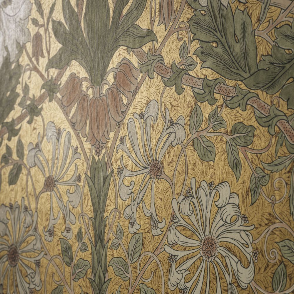 Pure Honeysuckle & Tulip Wallpaper - Gold - 217384 - Morris Wallpaper WD