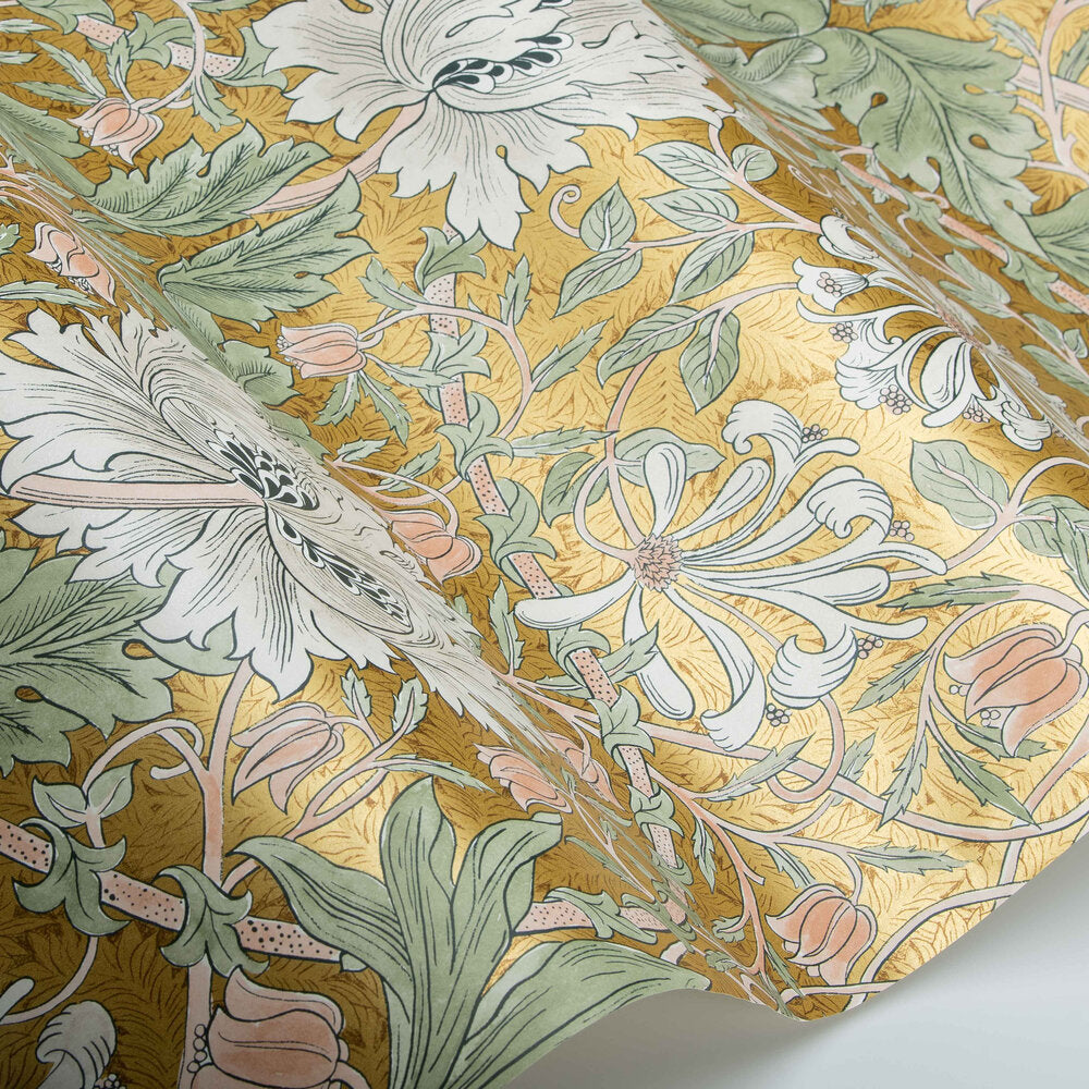 Pure Honeysuckle & Tulip Wallpaper - Gold - 217384 - Morris Wallpaper WD