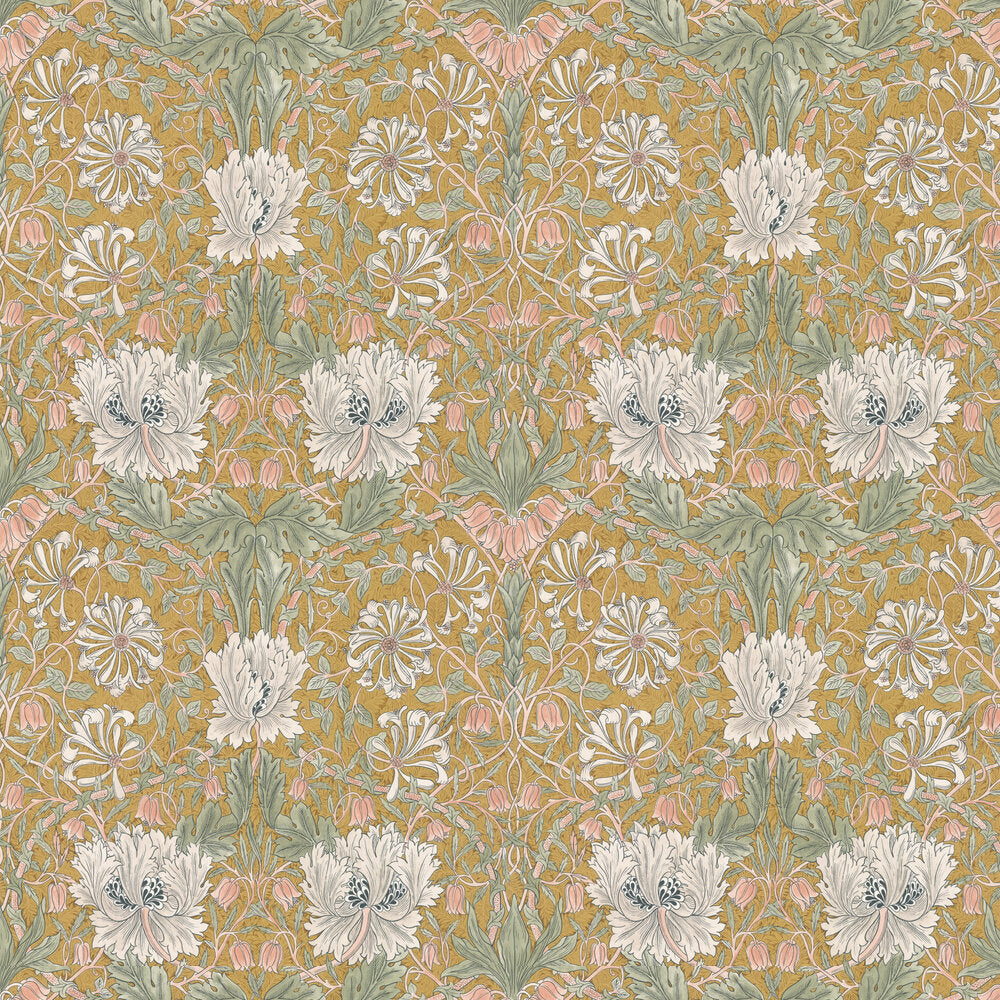 Pure Honeysuckle & Tulip Wallpaper - Gold - 217384 - Morris Wallpaper WD