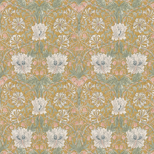 Pure Honeysuckle & Tulip Wallpaper - Gold - 217384 - Morris Wallpaper WD