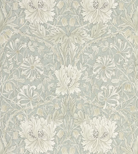 Pure Honeysuckle & Tulip Wallpaper - Grey Blue - 216525 - Morris & Co