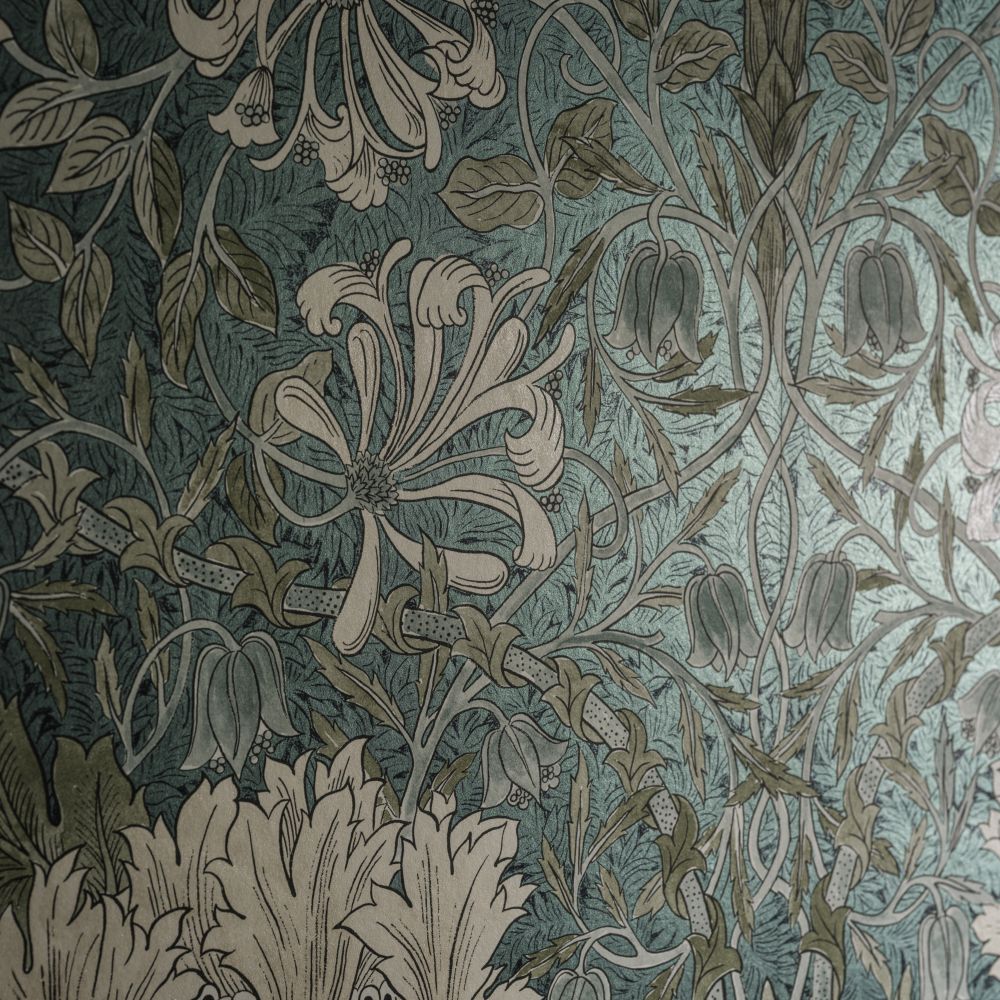 Pure Honeysuckle & Tulip Wallpaper - Peacock - 217385 - Morris Wallpaper WD