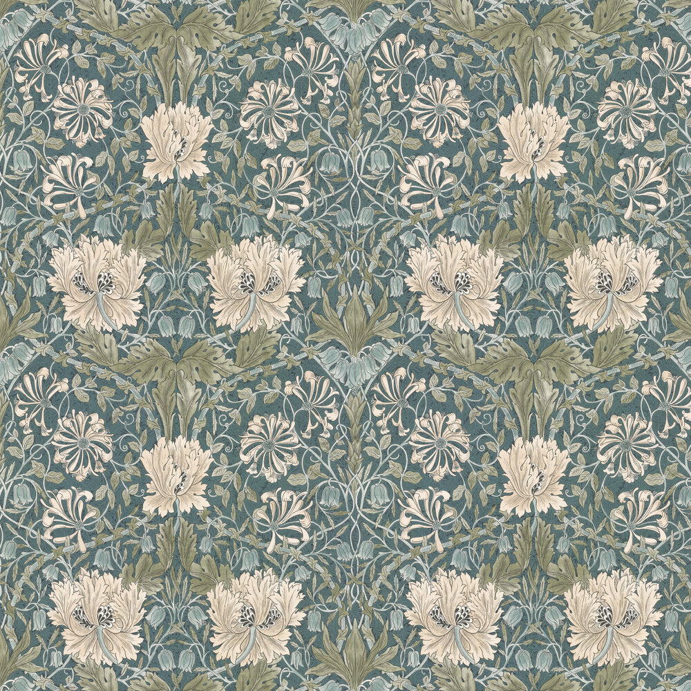 Pure Honeysuckle & Tulip Wallpaper - Peacock - 217385 - Morris Wallpaper WD