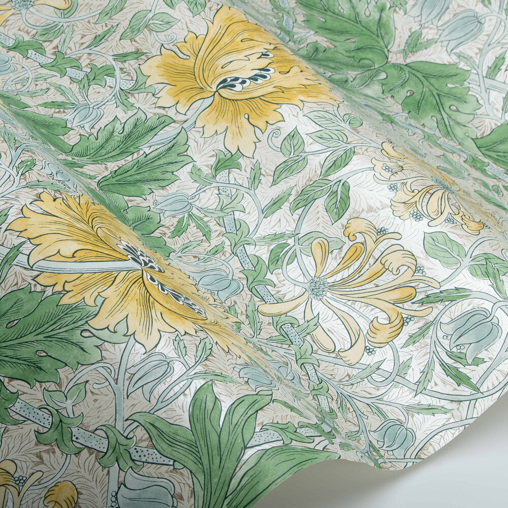 Pure Honeysuckle & Tulip Wallpaper - Sunflower / Thyme - 217386 - Morris Wallpaper WD