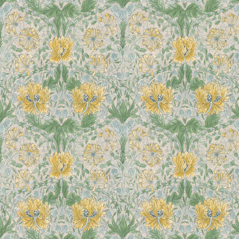 Pure Honeysuckle & Tulip Wallpaper - Sunflower / Thyme - 217386 - Morris Wallpaper WD