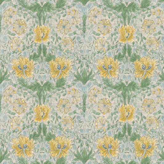 Pure Honeysuckle & Tulip Wallpaper - Sunflower / Thyme - 217386 - Morris Wallpaper WD