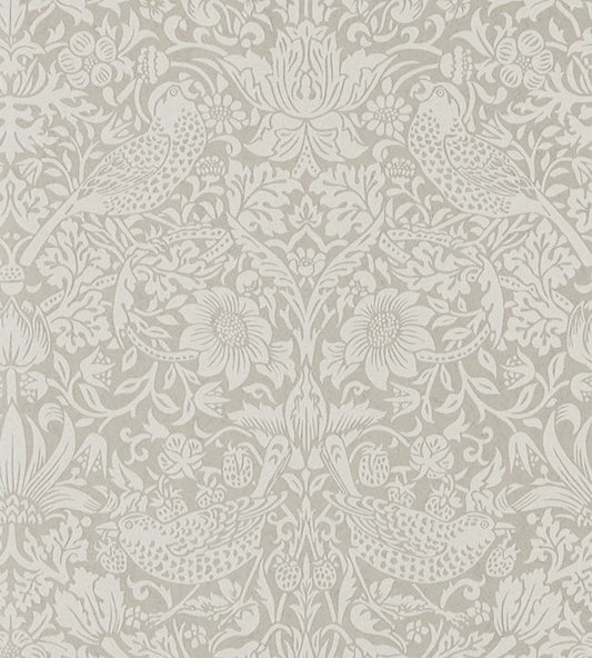 Pure Strawberry Thief Wallpaper - Silver/Stone - 216017 - Morris & Co