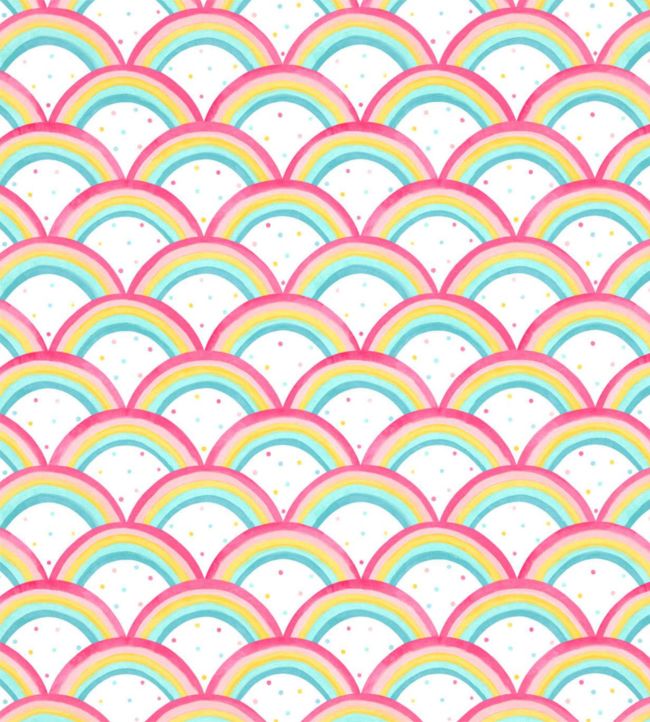 Rainbow Brights Wallpaper - Cherry/Blossom/Pineapple/Sky - HLTF112645 - Harlequin