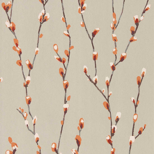 Salice Wallpaper - Tangerine/Gilver - HSTO111470 - Harlequin