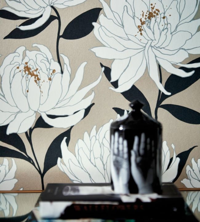Sebal Wallpaper - Platinum/Ebony - HSAW112130 - Harlequin