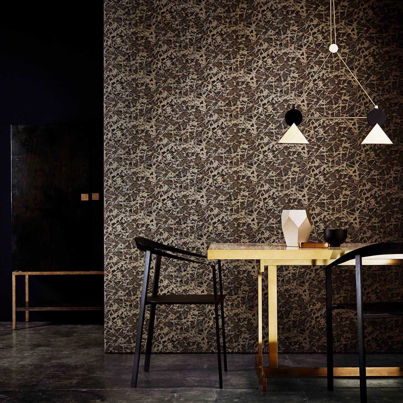 Shatter Wallpaper - Gold/Zinc - EANV111851 - Harlequin