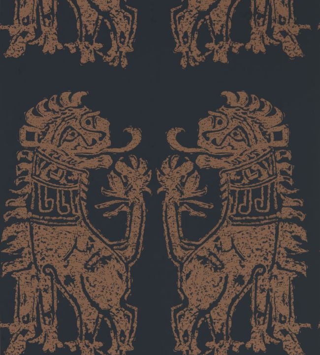 Sicilian Lion Wallpaper - Bone Black/Coppper - ZPLW312979 - Zoffany