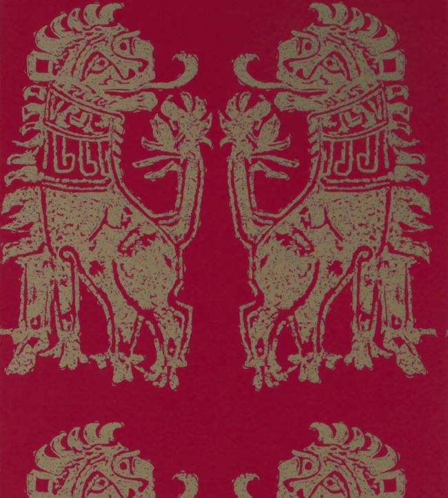 Sicilian Lion Wallpaper - Cinnabar/Bronze - ZPLW312978 - Zoffany