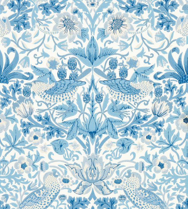 Simply Strawberry Thief Wallpaper - Woad - 217058 - Morris & Co