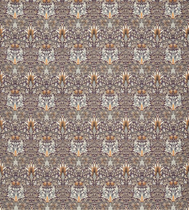 Snakeshead Velvet Fabric - Mulberry/Saffron - 236936 - Morris & Co