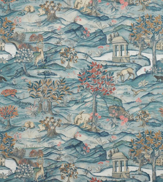 Stand Wood Wallpaper - Teal/Velvet Blue - ZDAR312855 - Zoffany