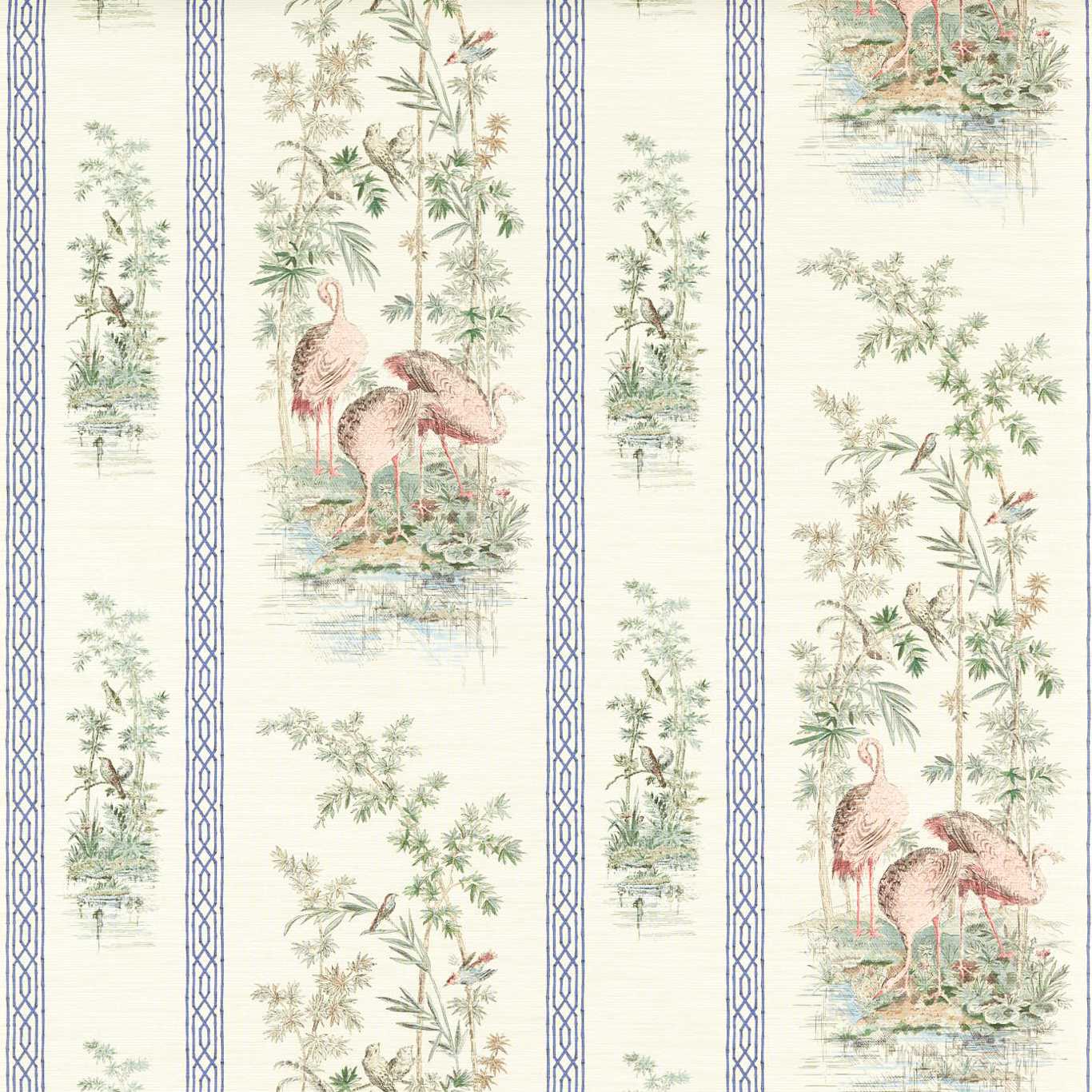 Storks & Thrushes Wallpaper - Tuscan Pink / Cobalt - ZCOT313032 - Zoffany