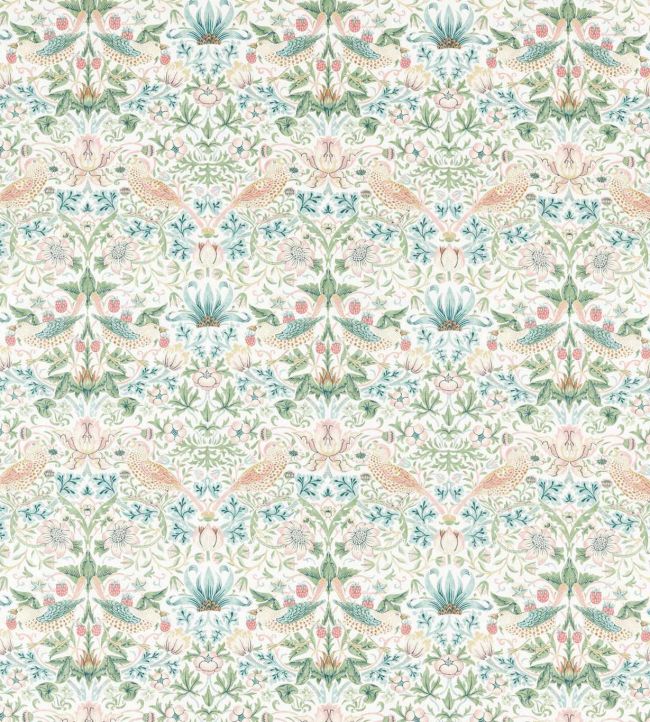 Strawberry Thief Fabric - Cochineal/Willow - 226918 - Morris & Co