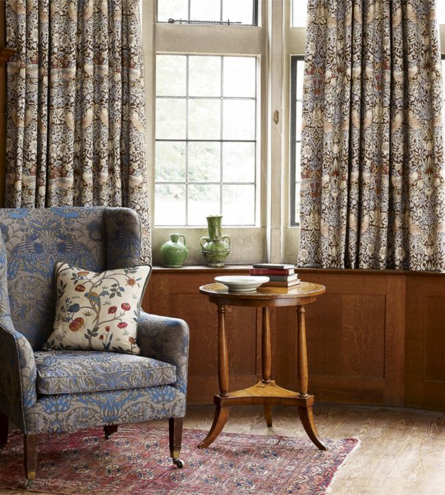 Strawberry Thief Fabric - Grape/Gold - 220315 - Morris & Co