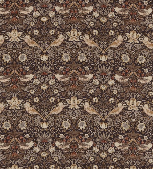 Strawberry Thief Fabric - Grape/Gold - 220315 - Morris & Co