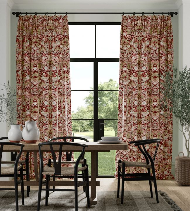 Strawberry Thief Fabric - Indian Red - 226915 - Morris & Co