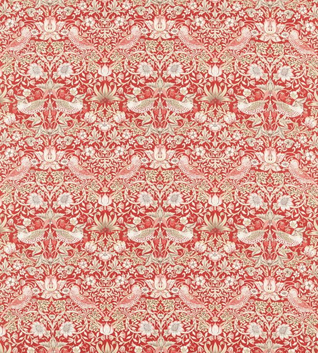Strawberry Thief Fabric - Indian Red - 226915 - Morris & Co