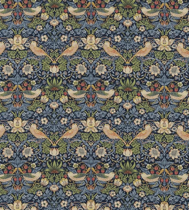 Strawberry Thief Fabric - Indigo/Mineral - 220313 - Morris & Co