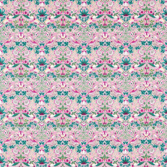Strawberry Thief Fabric - Miami Strip - 520017 - Morris & Co