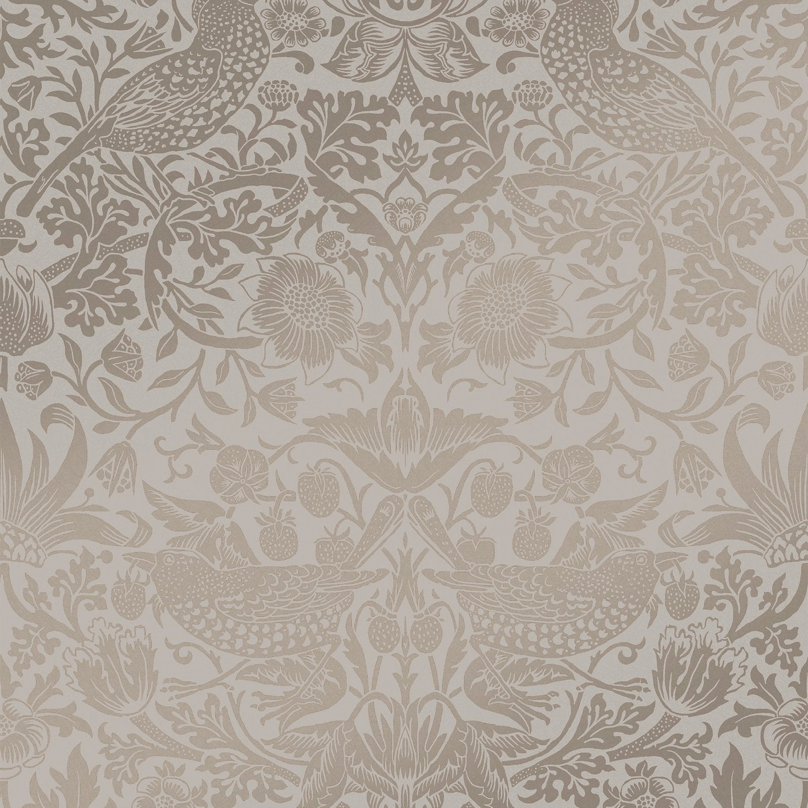 Strawberry Thief Fibrous Wallpaper - Neutral - 124238 - William Morris AH
