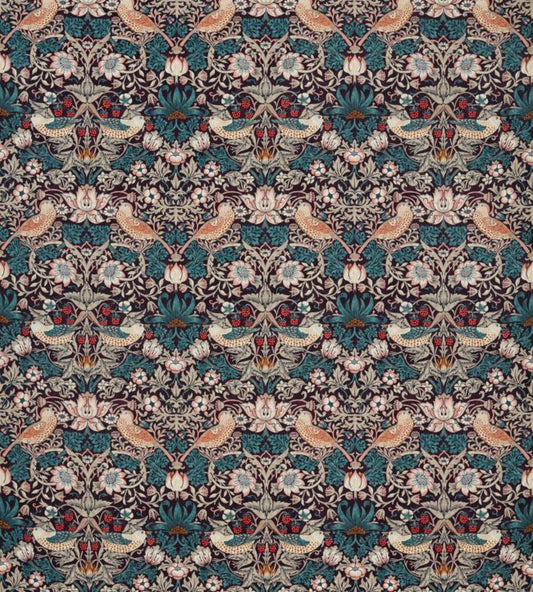 Strawberry Thief Velvet Fabric - Mulberry/Slate - 236931 - Morris & Co