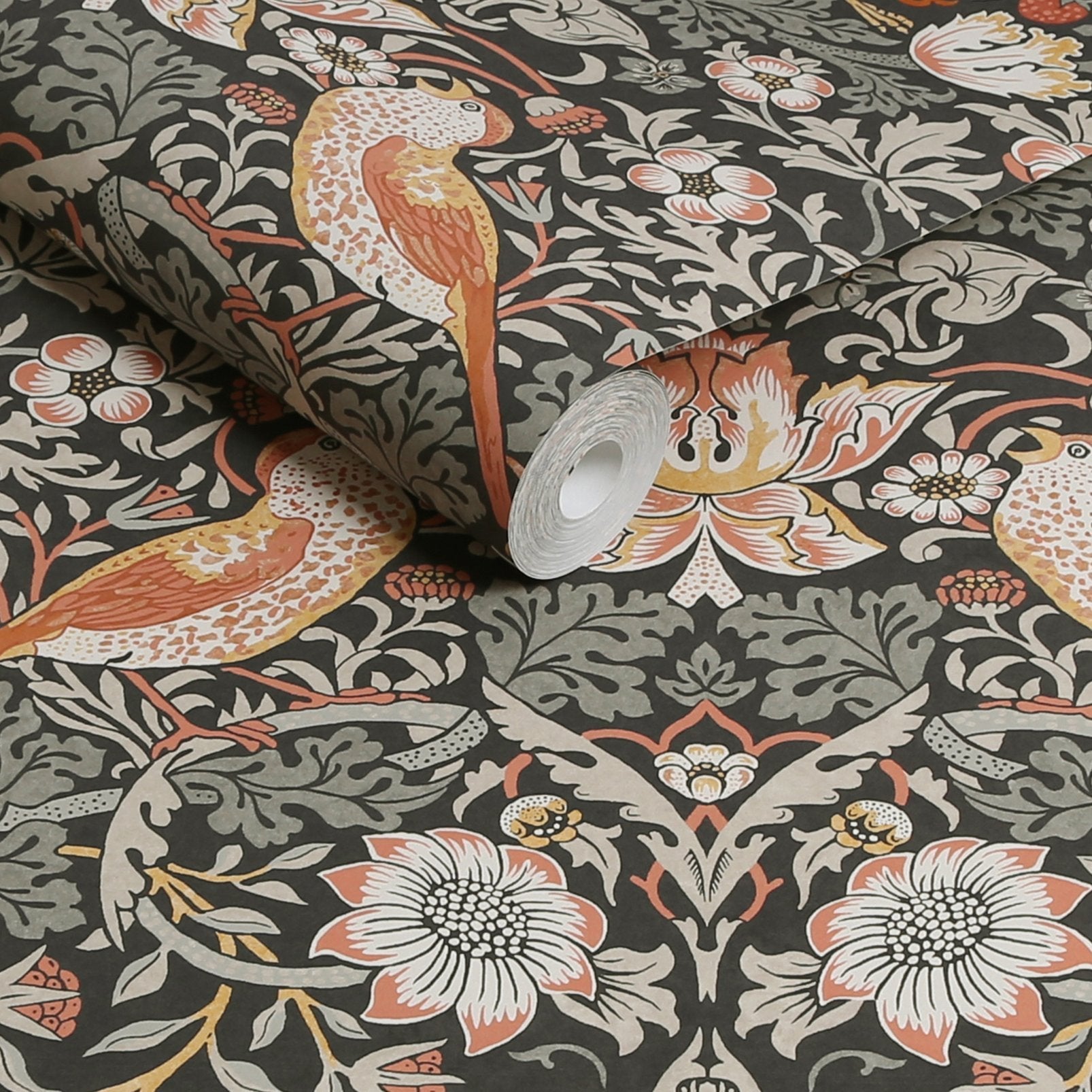 Strawberry Thief Wallpaper - Charcoal - 124230 - William Morris AH