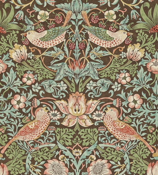Strawberry Thief Wallpaper - Chocolate/Slate - 212565 - Morris & Co