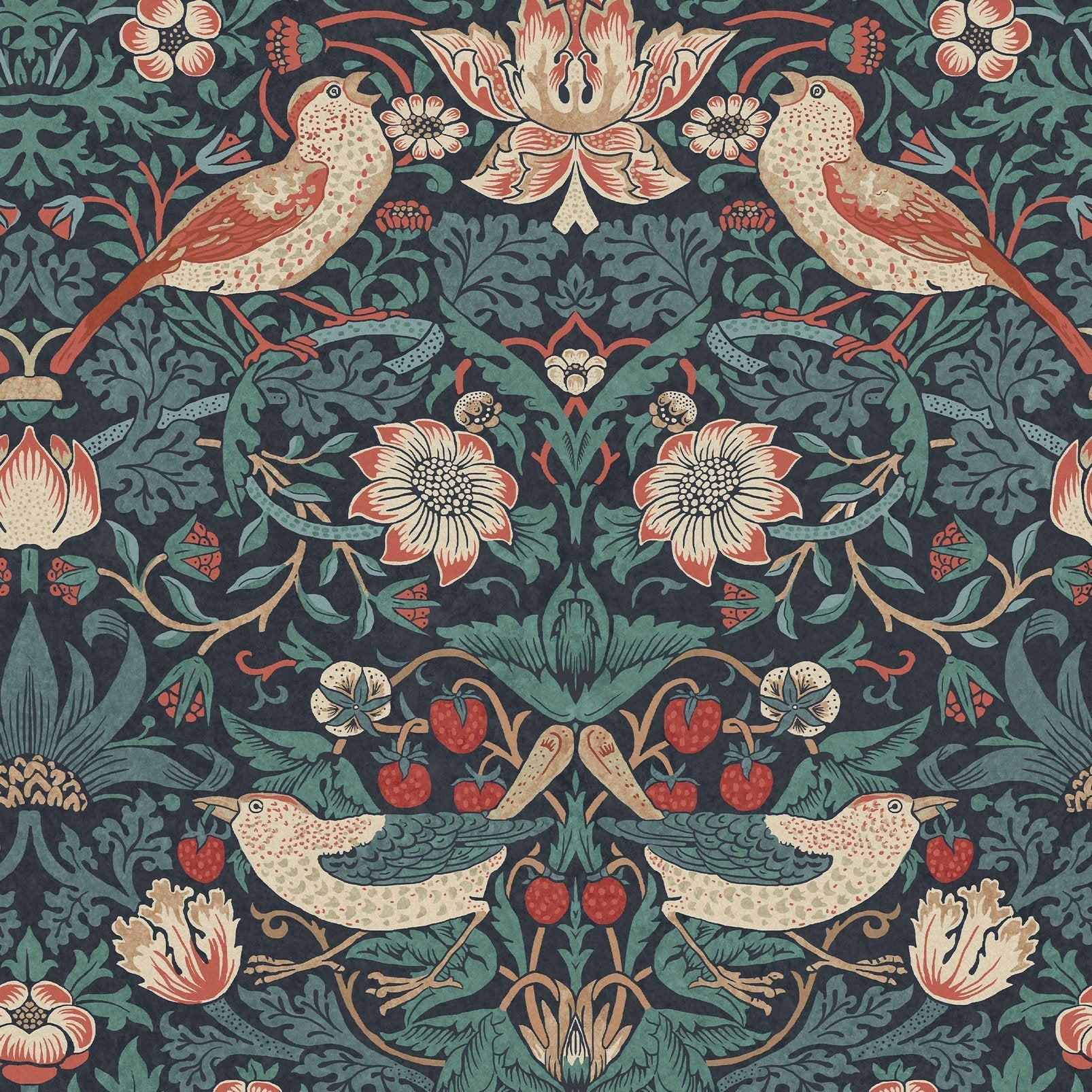 Strawberry Thief Wallpaper - Deep Blue - 124231 - William Morris AH