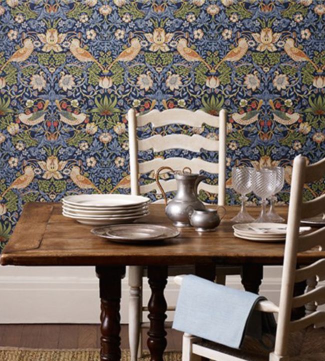 Strawberry Thief Wallpaper - 
Indigo/Mineral - 212564 - Morris & Co