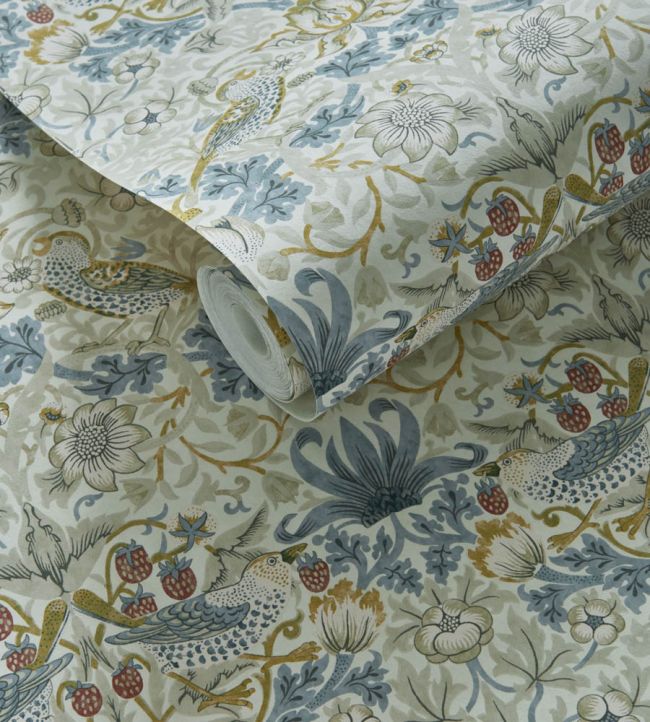 Strawberry Thief Wallpaper - Linen/Plum - W0171/03 - Clarke & Clarke