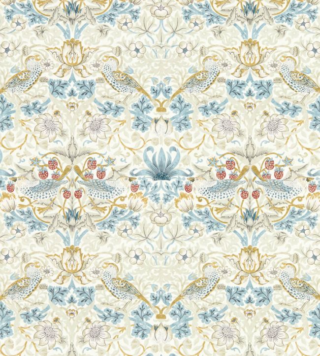 Strawberry Thief Wallpaper - Linen/Plum - W0171/03 - Clarke & Clarke