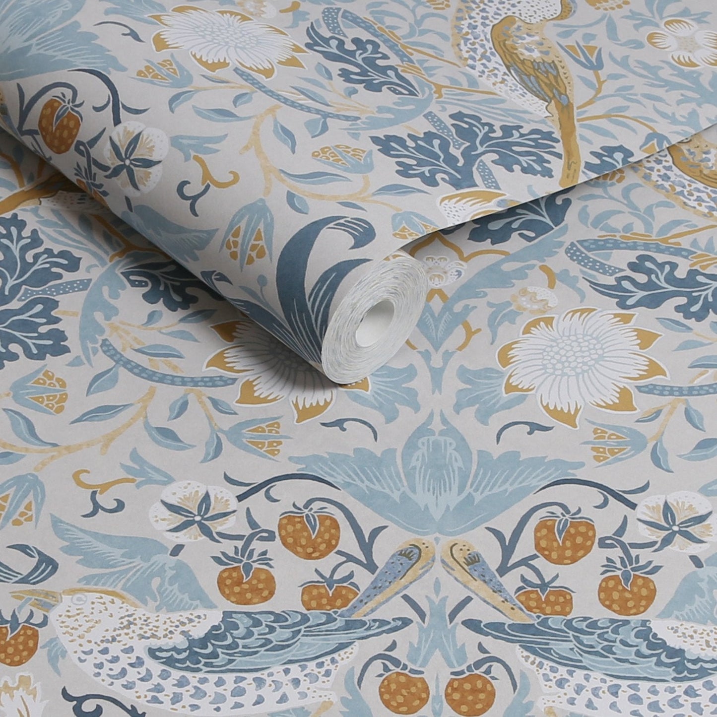 Strawberry Thief Wallpaper - Soft Blue - 124232 - William Morris AH