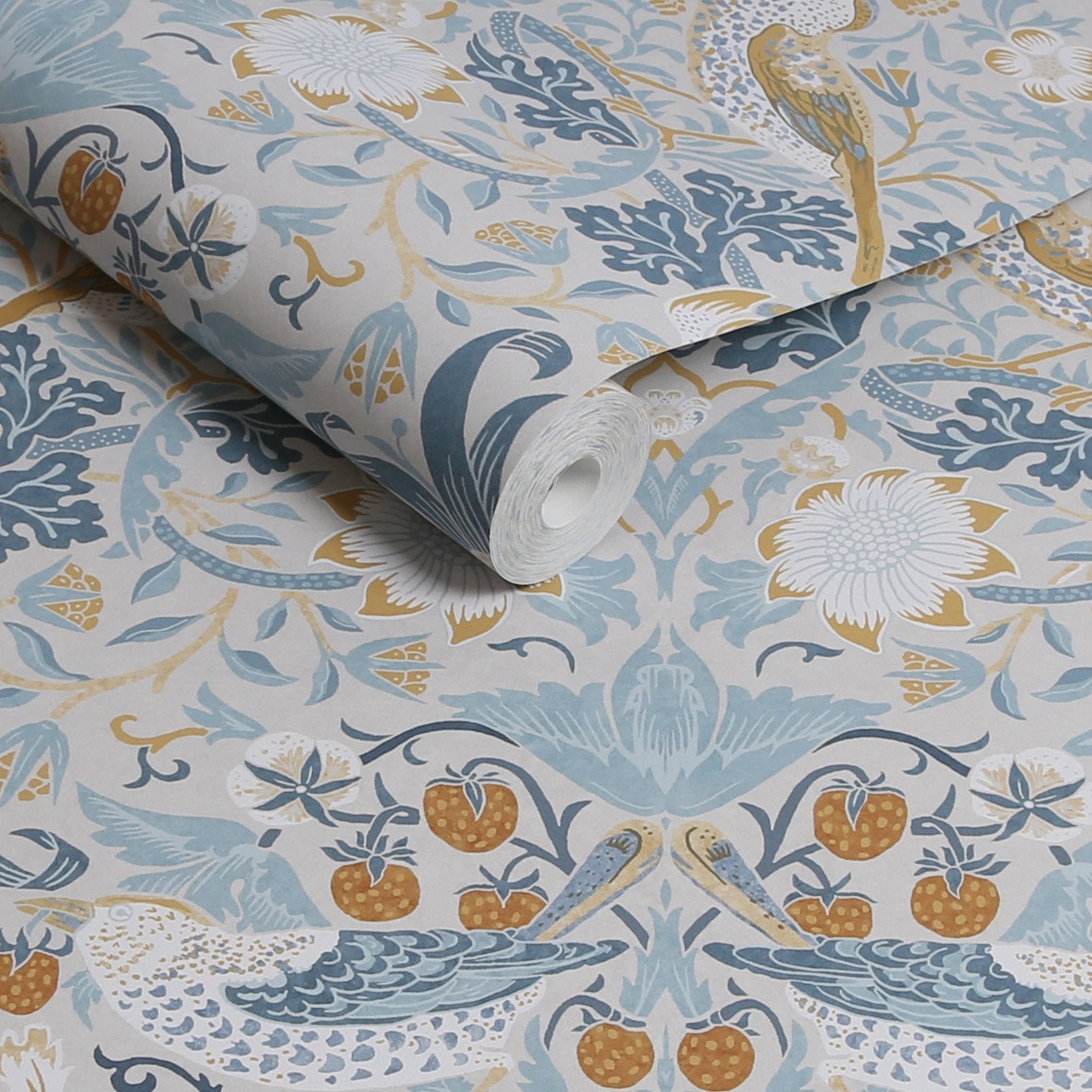 Strawberry Thief Wallpaper - Soft Blue - 124232 - William Morris AH