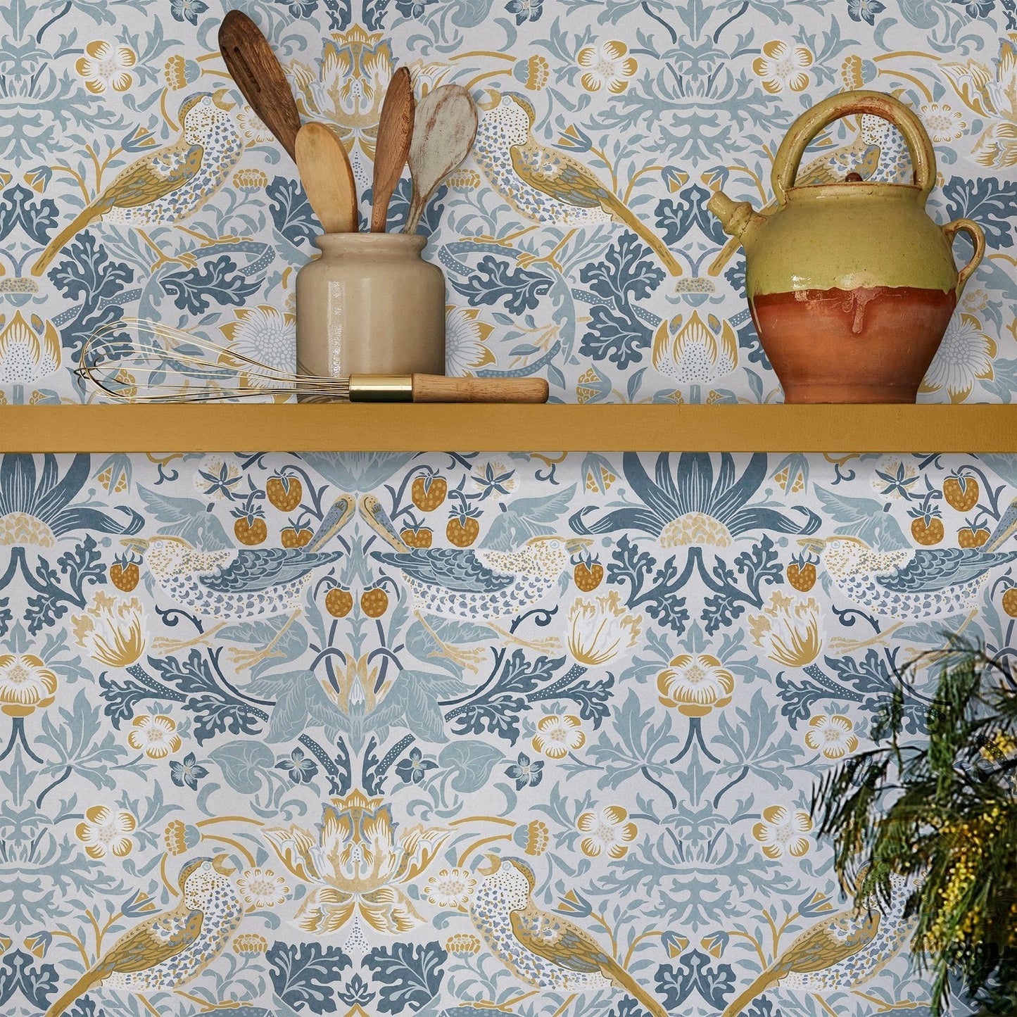 Strawberry Thief Wallpaper - Soft Blue - 124232 - William Morris AH