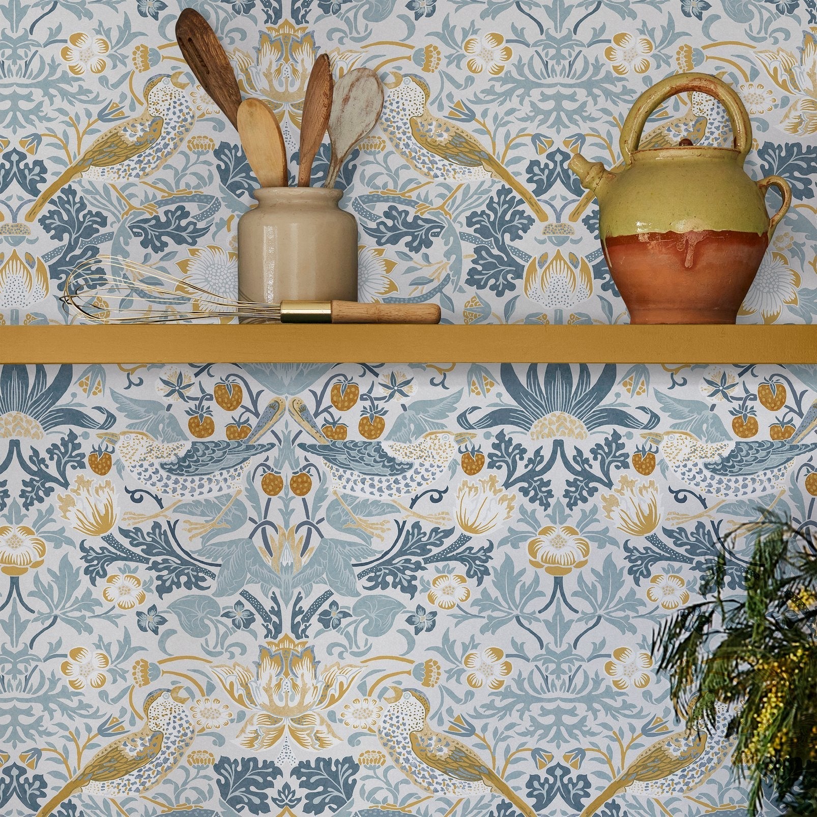 Strawberry Thief Wallpaper - Soft Blue - 124232 - William Morris AH